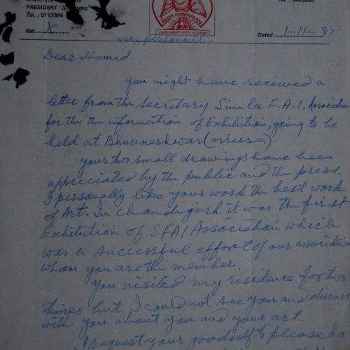 Appreciation letter, SFAI