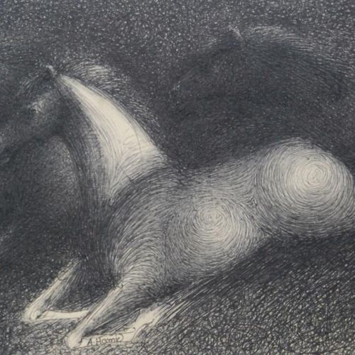 Running horses - XIII | Ball Pen on Paper | 25.5 x 15 CM | 2010 | Available | Price: Contact Us